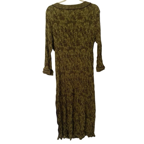 Vintage Natori Large Olive Green Textured Long Dress - Picture 3 of 7